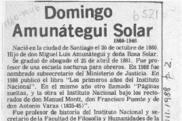 Domingo Amunátegui Solar  [artículo] Hernán de la Carrera Cruz.
