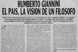 Humberto Giannini, el país, la visión de un filósofo