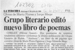 Grupo literario editó nuevo libro de poemas  [artículo] Héctor Suazo.