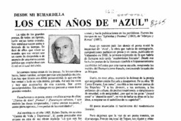 Los cien años de "Azul"  [artículo] Gustavo Rivera Flores.