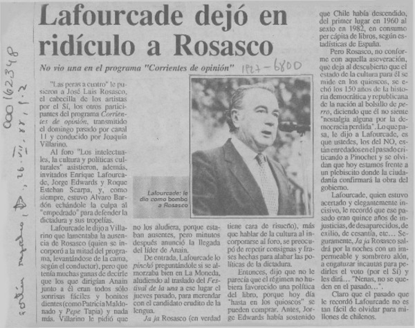 Lafourcade dejó en ridículo a Rosasco  [artículo].