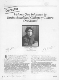Valores que informan la institucionalidad chilena y cultura occidental  [artículo] Marisol Peña Torres.