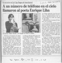 A un número de teléfono en el cielo llamaron al poeta Enrique Lihn  [artículo].