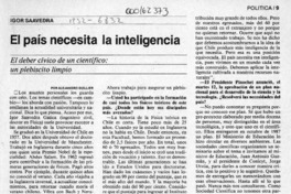 El país necesita la inteligencia  [artículo] Alejandro Guillier.