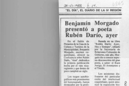 Benjamín Morgado presentó a poeta Rubén Darío, ayer  [artículo].
