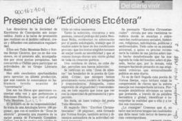 Presencia de "Ediciones Etcétera"  [artículo] Cronos.