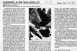 Gabriela en Saladillo  [artículo] Mario Farías Andrade.