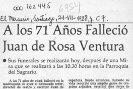 A los 71 años falleció Juan de Rosa Ventura  [artículo].