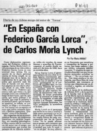 "En España con Federico García Lorca" de Carlos Morla Lynch