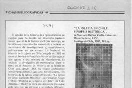"La Iglesia en Chile, sinopsis histórica"  [artículo] J. C. E.