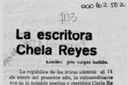 La escritora Chela Reyes  [artículo] José Vargas Badilla.