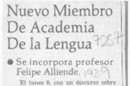 Nuevo miembro de Academia de la Lengua  [artículo].