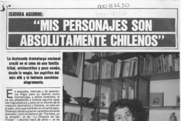 "Mis personajes son absolutamente chilenos"  [artículo] Sandra Escobar Wulf.