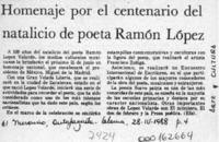 Homenaje por el centenario del natalicio de poeta Ramón López