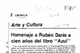Homenaje a Rubén Darío a cien años del libro "Azul"  [artículo].