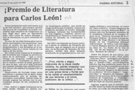 Premio de literatura para Carlos León!  [artículo] Lautaro Robles.