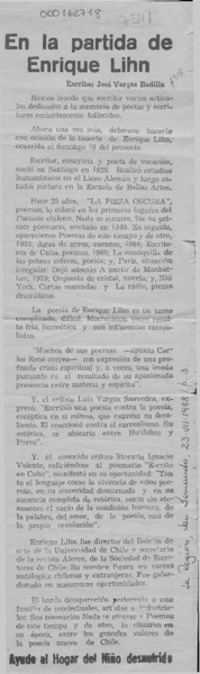 En la partida de Enrique Lihn  [artículo] José Vargas Badilla.