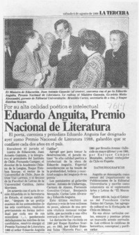 Eduardo Anguita, Premio Nacional de Literatura  [artículo].