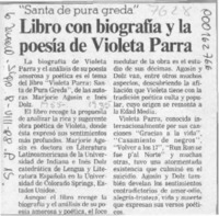 Libro con biografía y la poesía de Violeta Parra