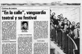 "En la calle", vanguardia teatral y su festival  [artículo] Yolanda Montecinos.