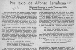 Pre texto de Alfonso Larrahona  [artículo] Juan Antonio Massone.