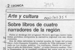 Sobre libros de cuatro narradores de la región  [artículo] Pedro Mardones Barrientos.