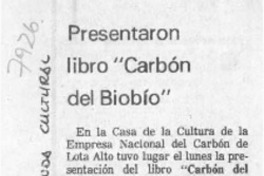 Presentaron libro "Carbón del Biobío"  [artículo].