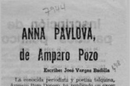 Anna Pavlova, de Amparo Pozo  [artículo] José Vargas Badilla.