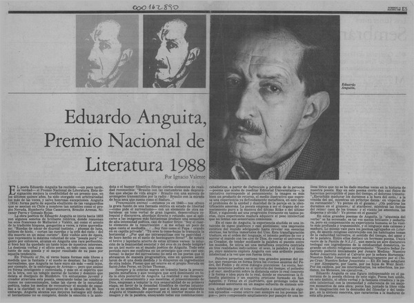 Eduardo Anguita, Premio Nacional de Literatura 1988