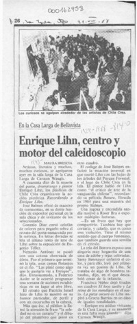 Enrique Lihn, centro y motor del caleidoscopio  [artículo] Maura Brescia.
