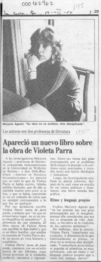 Apareció un nuevo libro sobre la obra de Violeta Parra  [artículo].