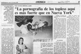 "La pornografía de los topless aquí es más fuerte que en Nueva York"  [artículo] Rigoberto Carvajal.