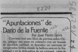 "Apuntaciones" de Darío de la Fuente  [artículo] José Flores Leiva.