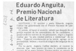 Eduardo Anguita, Premio Nacional de Literatura  [artículo].