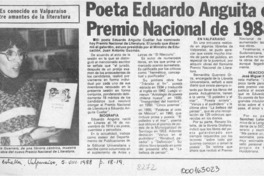 Poeta Eduardo Anguita es Premio Nacional de 1988  [artículo].