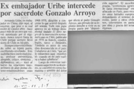 Ex embajador Uribe intercede por sacerdote Gonzalo Arroyo