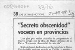 "Secreta obscenidad" vocean en provincias  [artículo].