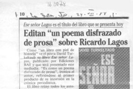 Editan "un poema disfrazado de prosa" sobre Ricardo Lagos
