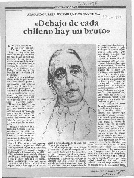 "Debajo de cada chileno hay un bruto"  [artículo] Carolina Díaz.