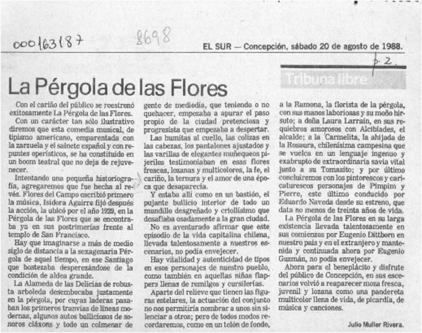 La pérgola de las flores  [artículo] Julio Muller Rivera.