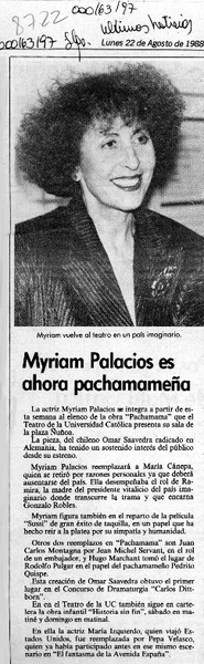 Myriam Palacios es ahora pachamameña  [artículo].