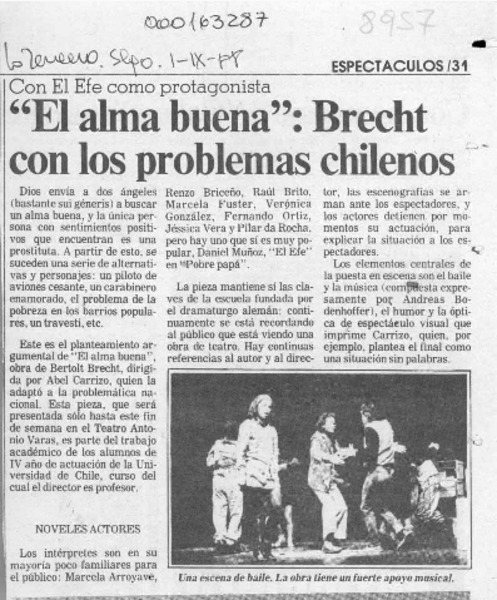 "El Alma buena", Brecht con los problemas chilenos  [artículo].