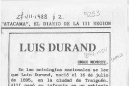 Luis Durand  [artículo] Omar Monroy.