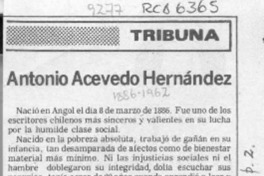 Antonio Acevedo Hernández  [artículo] Hernán de la Carrera Cruz.
