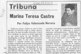 Marina Teresa Castro  [artículo] Felipe Valenzuela Herrera.