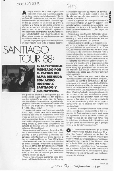 Santiago tour '88  [artículo] Luz María Vargas.
