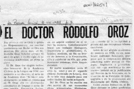 El doctor Rodolfo Oroz