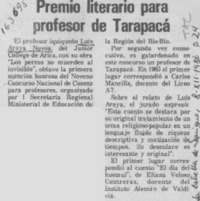 Premio literario para profesor de Tarapacá