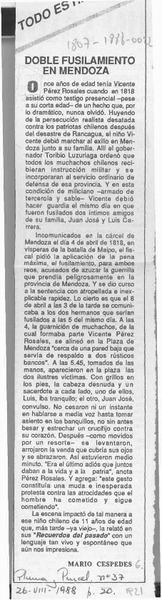 Doble fusilamiento en Mendoza  [artículo] Mario Céspedes.