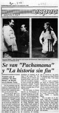 Se van "Pachamama" y "La historia sin fin"  [artículo].